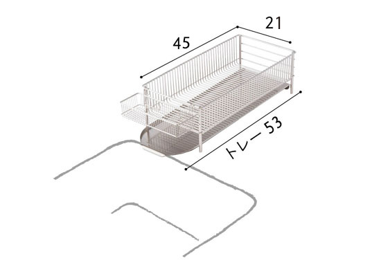 ラバーゼ水切りかごセット　スリム（よこ置き）