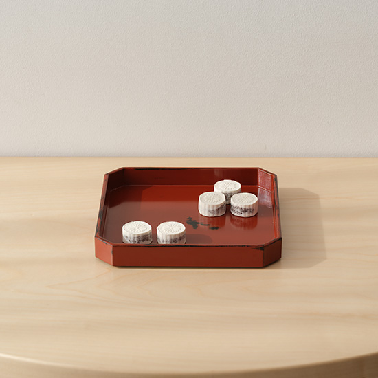 根来塗隅切盆