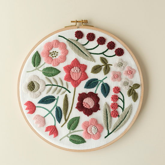 ウールニットの花刺繍キット