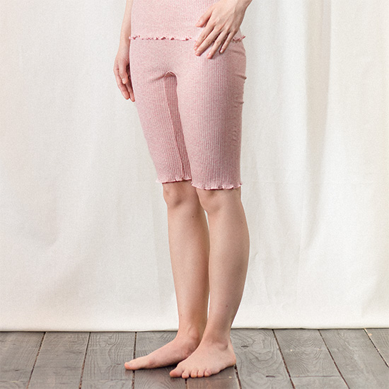 リブの肌着　ひざ下／5分丈パンツ