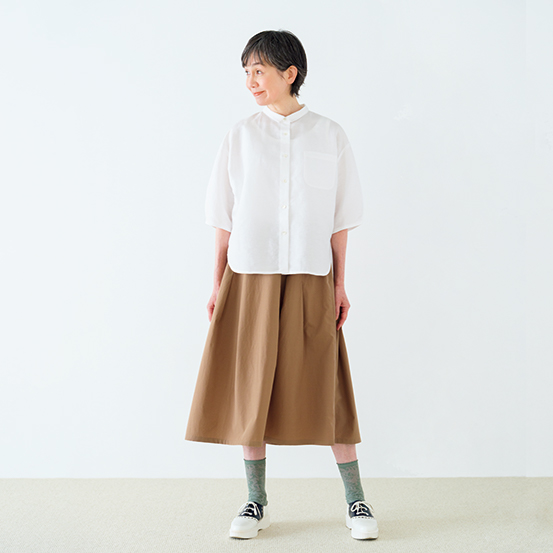 綿麻五分袖シャツ