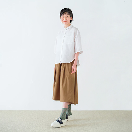 綿麻五分袖シャツ