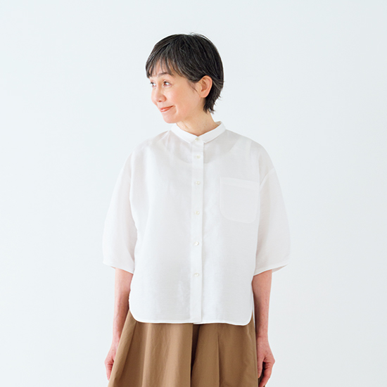綿麻五分袖シャツ