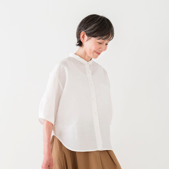 綿麻五分袖シャツ
