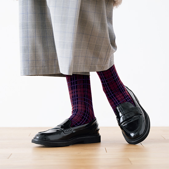 ハイソックス チェック