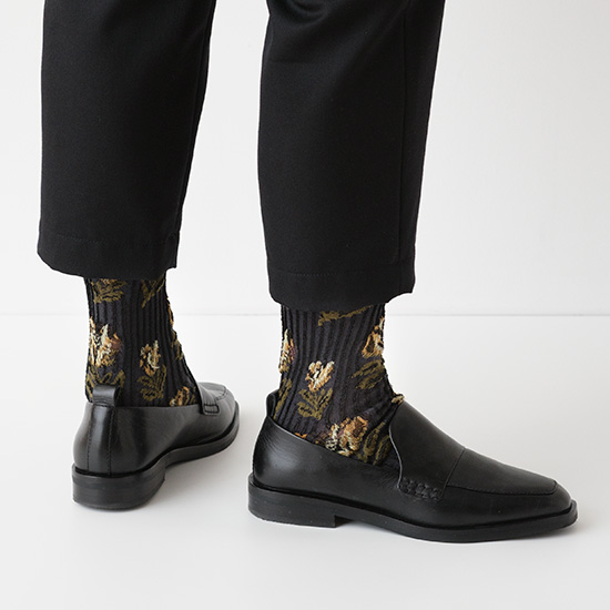 フラワー ソックス　ネイビー