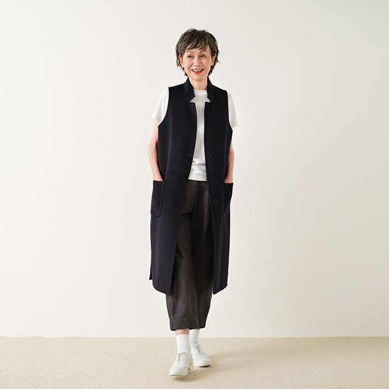 ウールのロングジレ