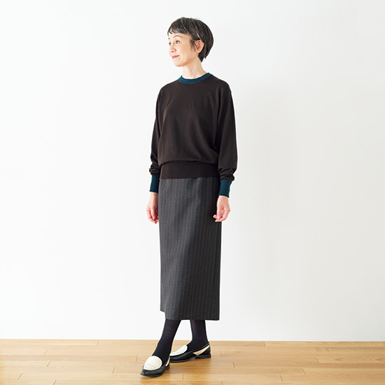 ストライプ ロングタイトスカート