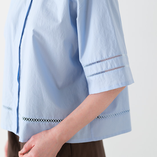 コットンレース半袖シャツ