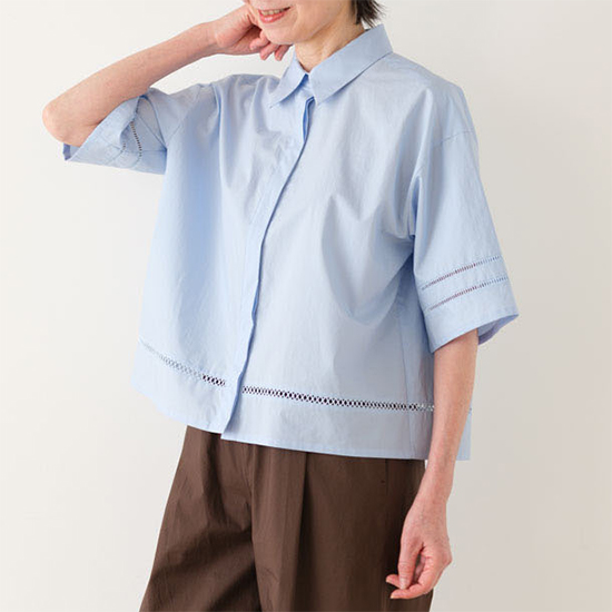 コットンレース半袖シャツ