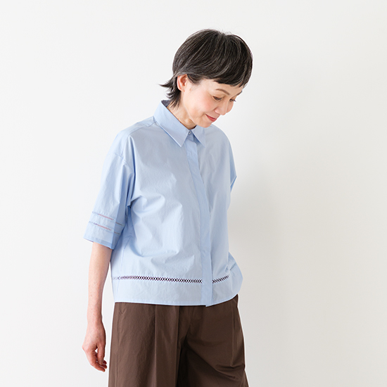 コットンレース半袖シャツ
