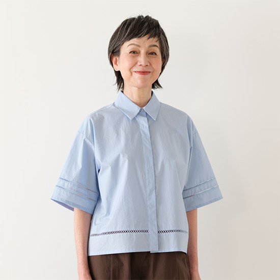 コットンレース半袖シャツ