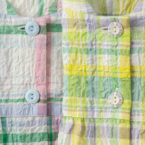 キッドブルー　チェックのパジャマ